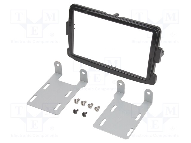 Radio mounting frame; Dacia,Opel,Renault; 2 DIN; black gloss