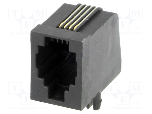 Socket; RJ9; PIN: 4; Layout: 4p4c; THT; angled