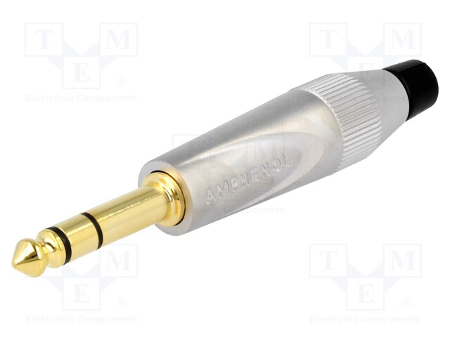 Plug; Jack 6,35mm; male; stereo; straight; for cable; soldering