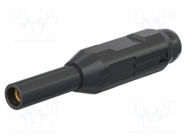 Socket; 1,5mm banana; black; soldered,crimped; insulated; Medical