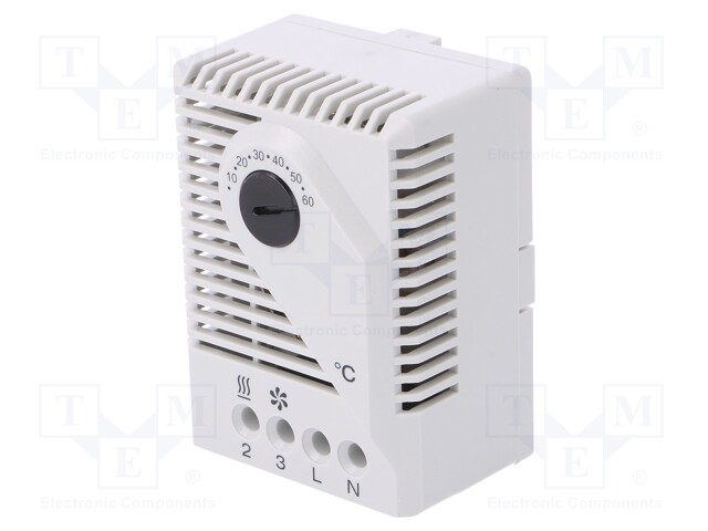 Sensor: thermostat; Contacts: SPDT; 10A; 120VAC; IP20; Mounting: DIN