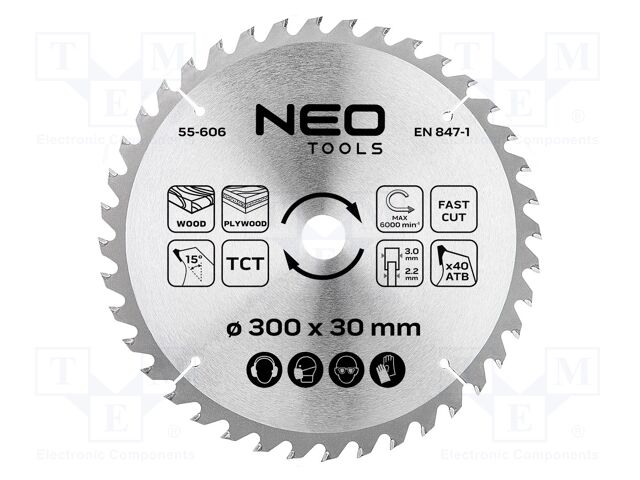 Circular saw; Ø: 300mm; Teeth: 40; cemented carbide; Øhole: 30mm