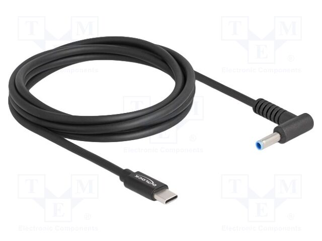 Cable; USB C plug,DC 4,5/3,0 plug; angled,straight; black; 1.5m