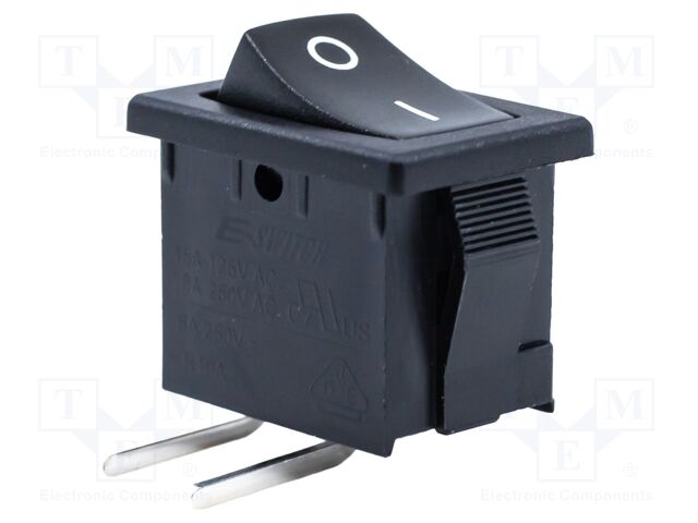 ROCKER SWITCH, SPST, 15A, 125VAC, BLACK