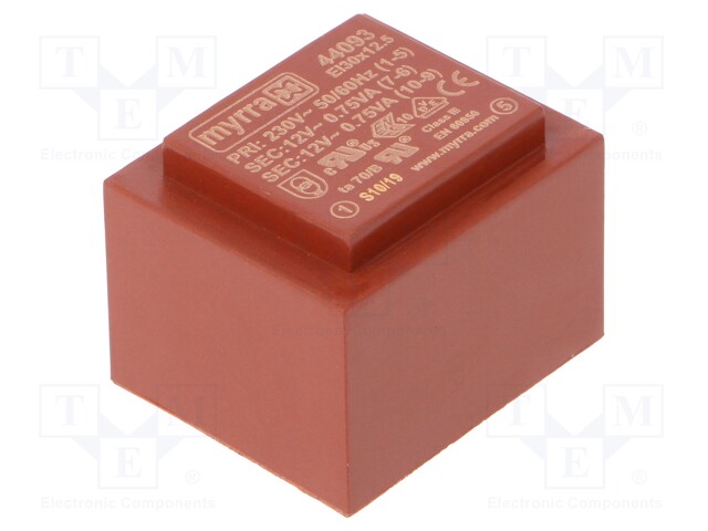 Transformer: encapsulated; 1.5VA; 230VAC; 12V; 12V; 63mA; 63mA