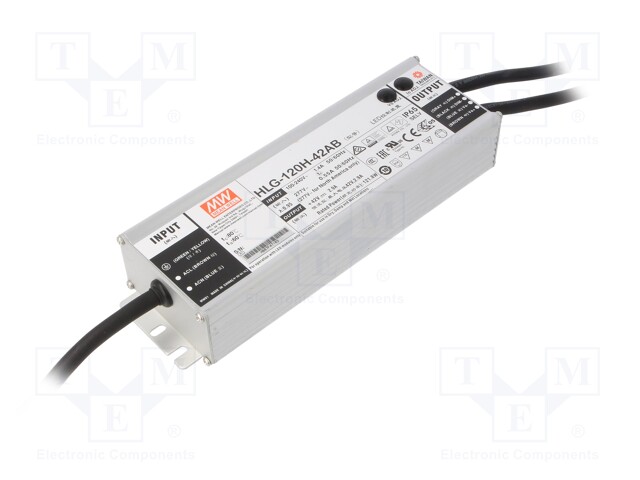 Power supply: switched-mode; LED; 121.8W; 42VDC; 38÷46VDC; IP65