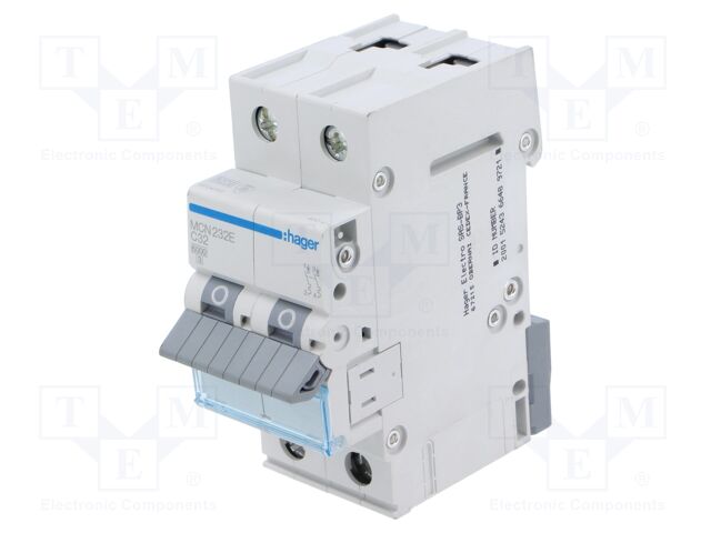 Circuit breaker; 230/400VAC; Inom: 32A; Poles: 2; DIN; Charact: C