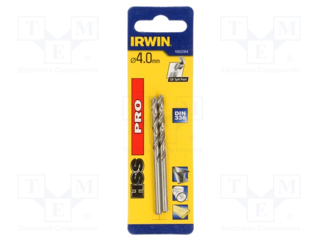 Drill bit; for metal; Ø: 4mm; L: 75mm; Working part len: 43mm; 2pcs.