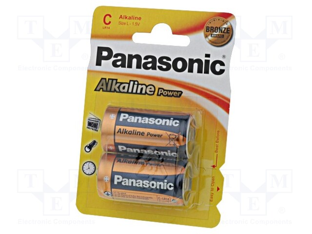 Battery: alkaline; 1.5V; C; BRONZE; Batt.no: 2; non-rechargeable
