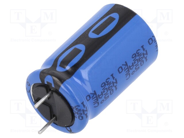 Electrolytic Capacitor, 470 µF, 63 V, 136 RVI Series, ± 20%, Radial Leaded, 10000 hours @ 105°C