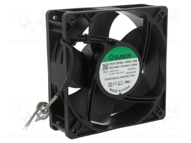Fan: EC; axial; 230VAC; 120x120x38mm; 132m3/h; 40.2dBA; 3100rpm
