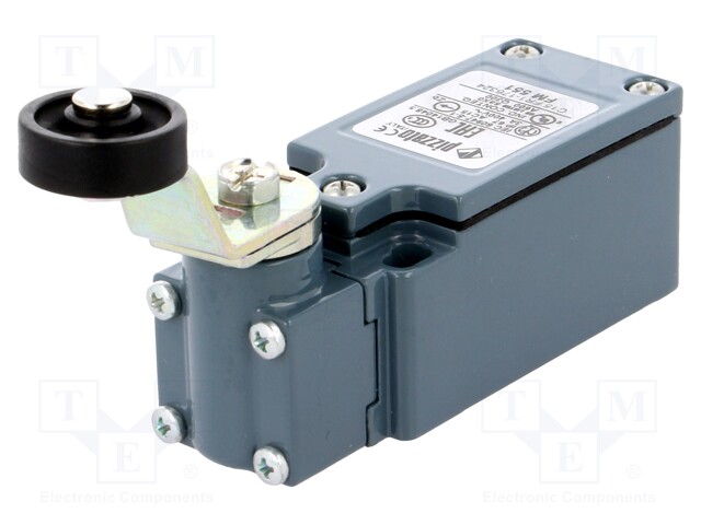 Limit switch; lever R 40mm, plastic roller Ø20mm; NO + NC; 10A