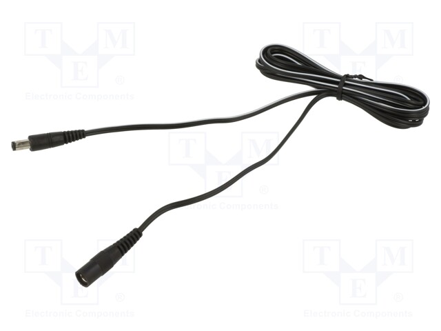 Cable; DC 5,5/2,5 plug,DC 5,5/2,5 socket; straight; 0.5mm2; 1.5m