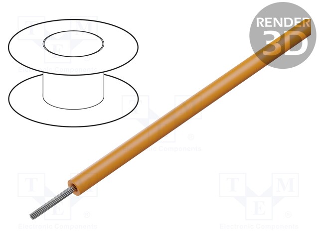 Wire; LgY; stranded; Cu; 0.5mm2; orange; PVC; 300/500V; 25m; Class: 5