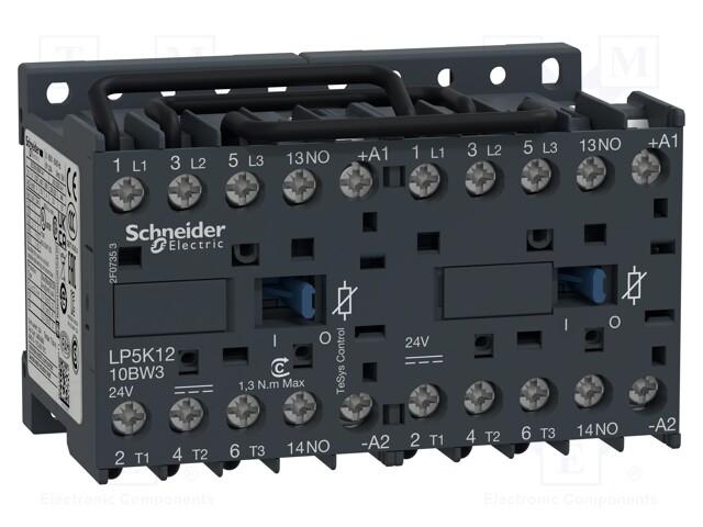 Contactor: 3-pole reversing; NO x3; Auxiliary contacts: NO; 24VDC