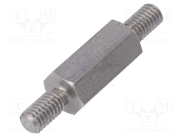 Screwed spacer sleeve; 15mm; Ext.thread: M4; hexagonal