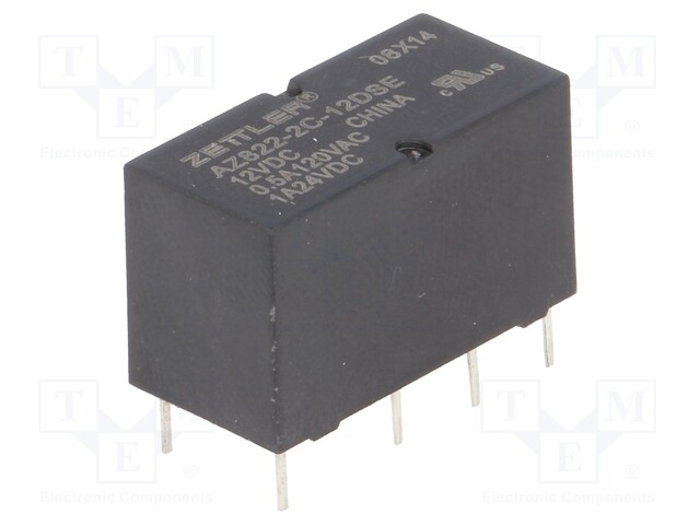 Relay: electromagnetic; DPDT; Ucoil: 12VDC; 0.5A/120VAC; 1A/24VDC