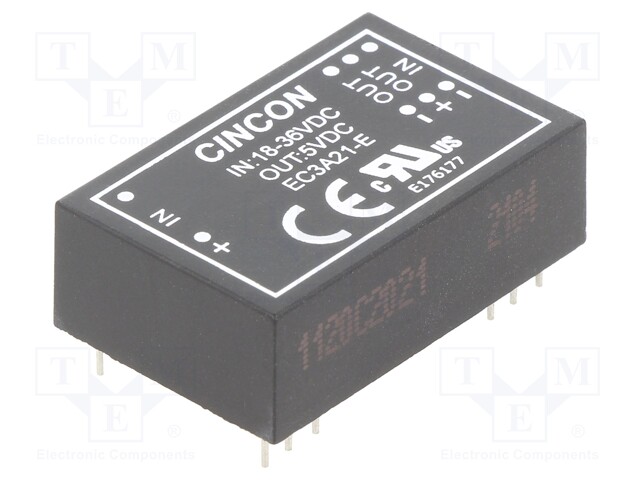 Converter: DC/DC; 3W; Uin: 18÷36V; 5VDC; Iout: 600mA; DIP24; 12.5g