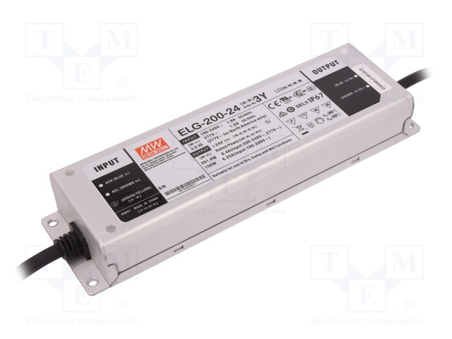 Power supply: switched-mode; LED; 201.6W; 24VDC; 8.4A; 100÷305VAC