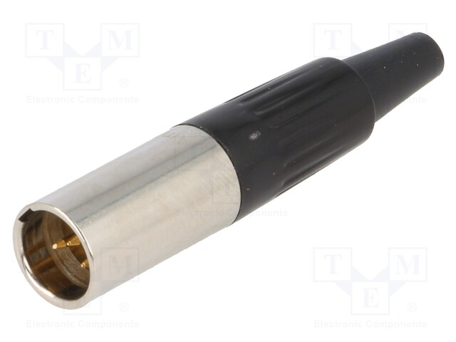 Plug; XLR mini; male; PIN: 4; for cable; soldering; 5A; 0.5mm2; 3.5mm