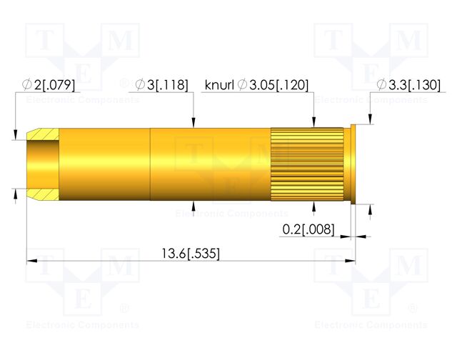 Test probe socket; gold-plated; KS-913; 13.6mm; test needles