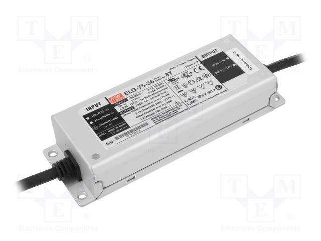 Power supply: switched-mode; LED; 75.6W; 36VDC; 2.1A; 100÷305VAC