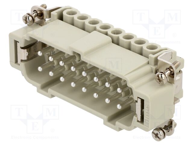 Connector: HDC; contact insert; male; CNE; PIN: 16; 16+PE; 16A; 600V