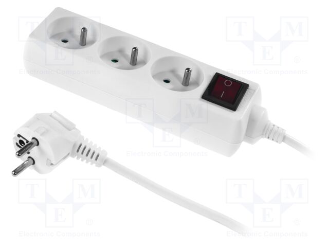 Mains; Schuko; Sockets: 3; CEE 7/5 (E) socket,CEE 7/7 (E/F) plug