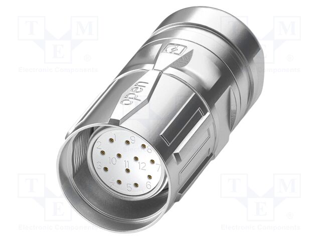 Connector: M23; plug; PIN: 17; crimped; straight; IP67; 8A; 48V