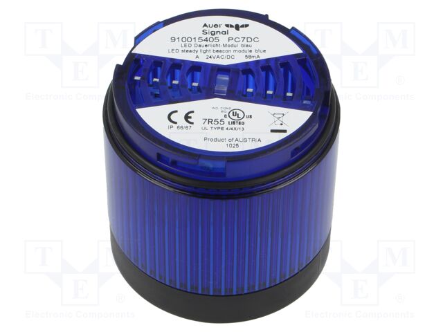 Lighting; blue; LED; 24VDC; 24VAC; IP66; Ø70x76mm; Modul Perfect 70
