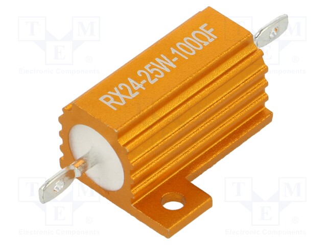 Resistor: wire-wound; with heatsink; 100Ω; 25W; ±1%; 50ppm/°C