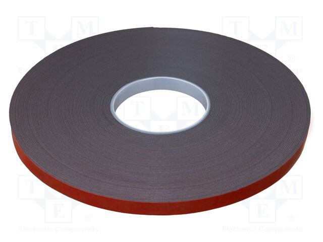 Tape: fixing; W: 9mm; L: 16.5m; Thk: 2mm; grey; max.120°C; 39N/cm