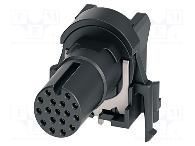 Connector: M12; contact insert; PIN: 17; 30V; angled; IP67; THT; 1.5A
