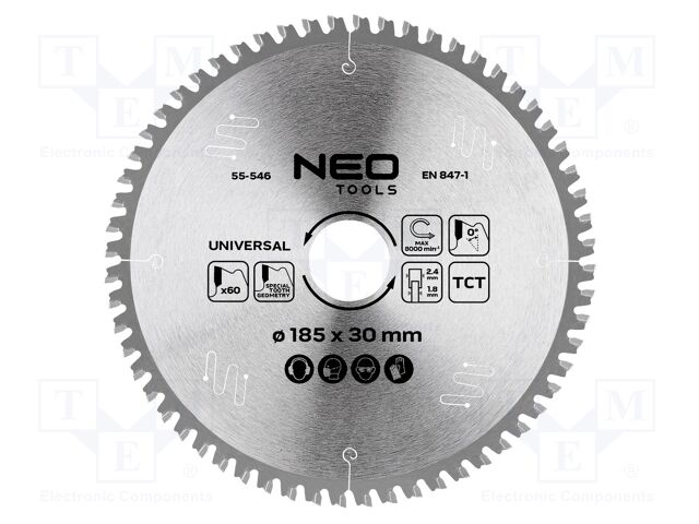 Circular saw; Ø: 185mm; Teeth: 60; cemented carbide; universal