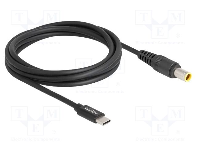 Cable; USB C plug,DC 7,9/5,5 plug; straight; black; 1.5m; black