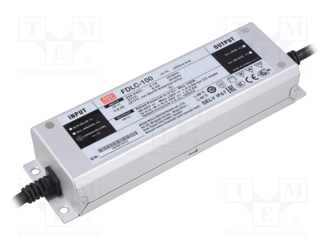 Power supply: switched-mode; LED; 100W; 30÷54VDC; 1300÷3000mA