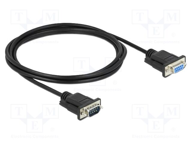 Cable; D-Sub 9pin socket,D-Sub 9pin plug; PVC; Len: 2m; black
