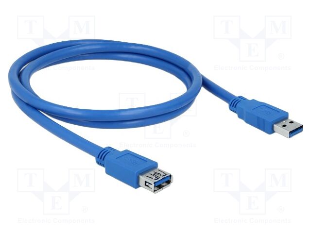 Cable; USB A socket,USB A plug; gold-plated; 1m; blue; Cu; 5Gbps