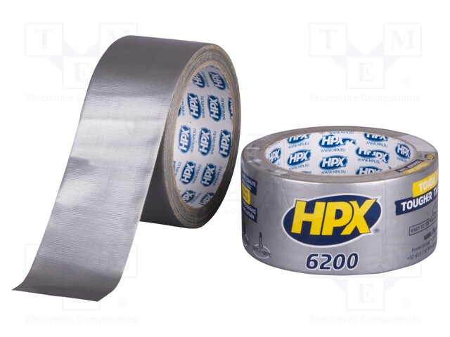 Tape: duct; W: 48mm; L: 10m; D: 0.3mm; silver; natural rubber; 12%