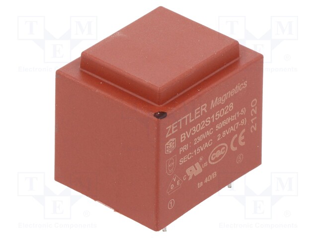 Transformer: encapsulated; 230VAC; 15V; Mounting: PCB