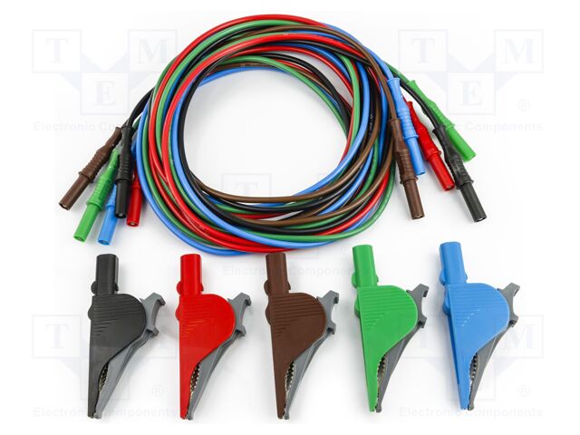 Clamp test lead set; banana plug 4mm,both sides; 1kV; 36A; 2m