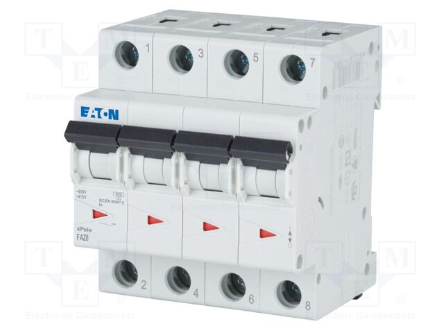 Circuit breaker; 230/400VAC; Inom: 4A; Poles: 4; Charact: K; 6kA