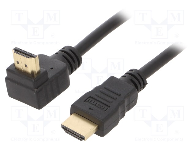 Cable; HDMI 2.0; HDMI plug,HDMI plug 90°; 1.8m; black; 30AWG