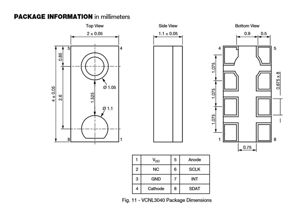 Sensor: proximity; -40÷85°C; Range: 300mm; PCB,SMD; 2.5÷3.6V; 16bit