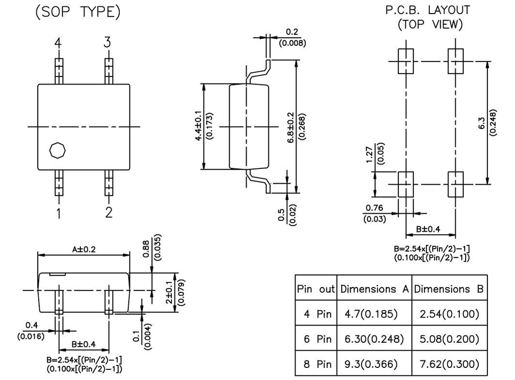 Relay: solid state; Icntrl max: 50mA; 100mA; max.400VAC; 30Ω; SOP8