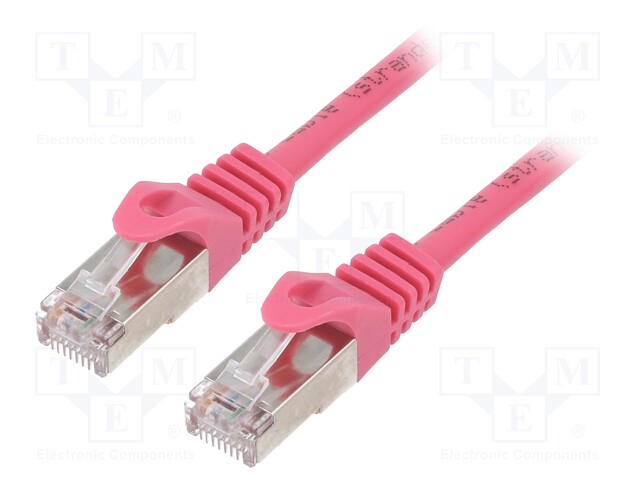 Patch cord; F/UTP; 6; stranded; CCA; PVC; pink; Len: 5m; RJ45 plug