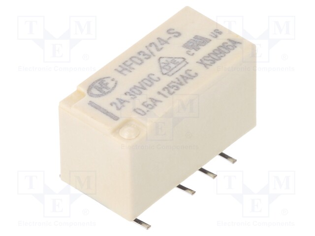 Relay: electromagnetic; DPDT; Ucoil: 24VDC; 0.5A/125VAC; 2A/30VDC
