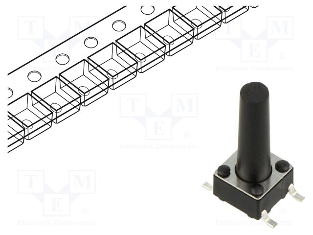 Microswitch TACT; SPST; Pos: 2; 0.05A/12VDC; SMT; 2.45N; 6x6x3.5mm