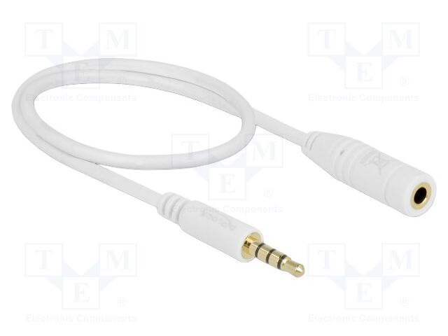Cable; Jack 3.5mm 4pin socket,Jack 3,5mm 4pin plug; 0.5m; white