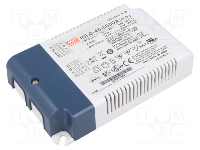 Power supply: switched-mode; Communication: DALI; LED; 45W; 500mA